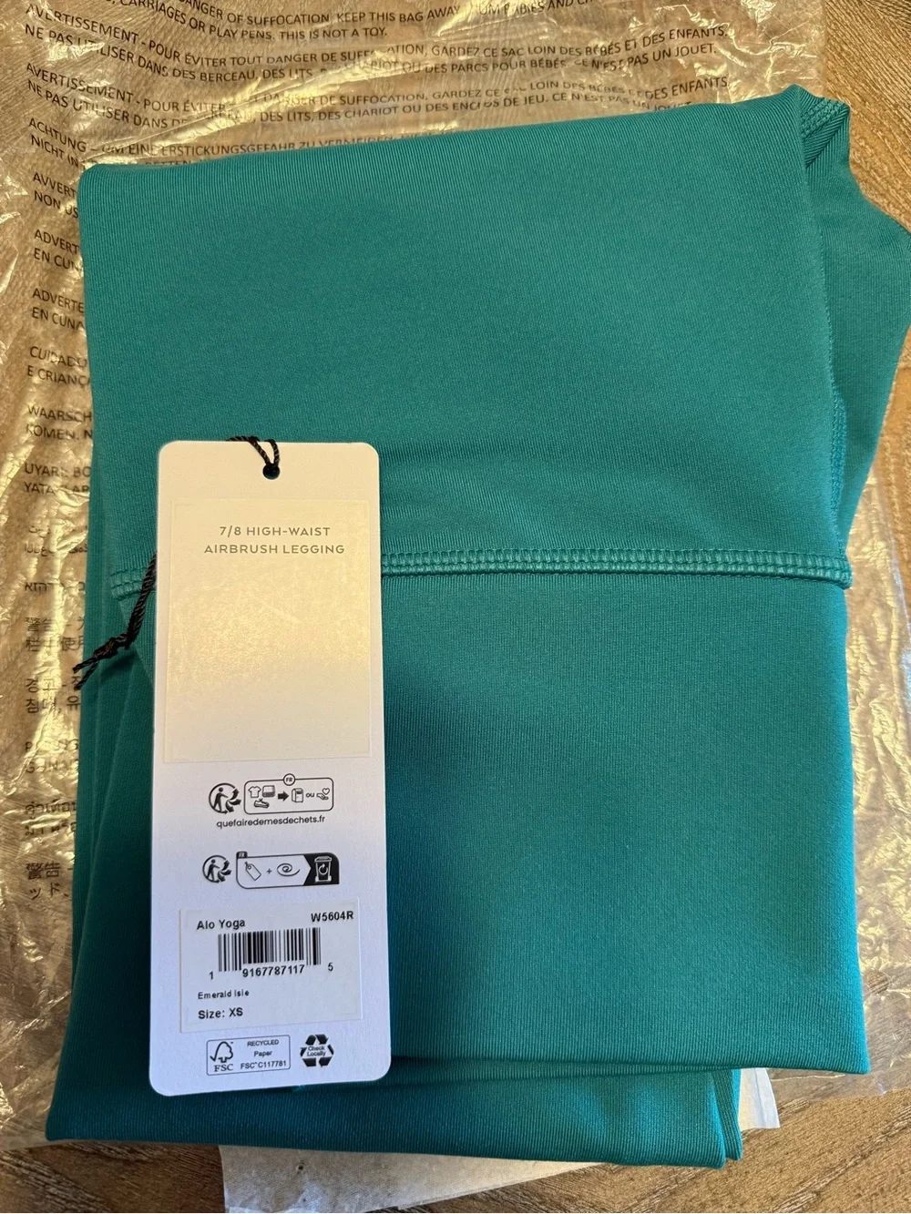 ALO Yoga High-Waist Teal Leggings Air brush